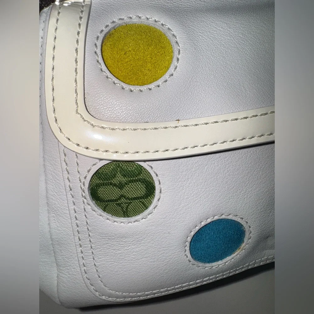 COACH SPECIAL EDITION MULTICOLORED POLKA DOT KISSLOCK FRAME SATCHEL BAG #3679 - Picture 5 of 11